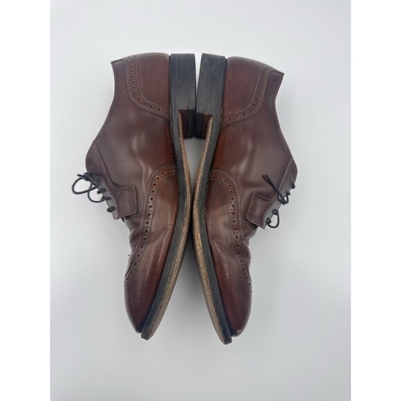 FLAW Johnston & Murphy Optima Mens 10 D/B Wingtip Oxford Shoes Brown USA Leather - Picture 3 of 10